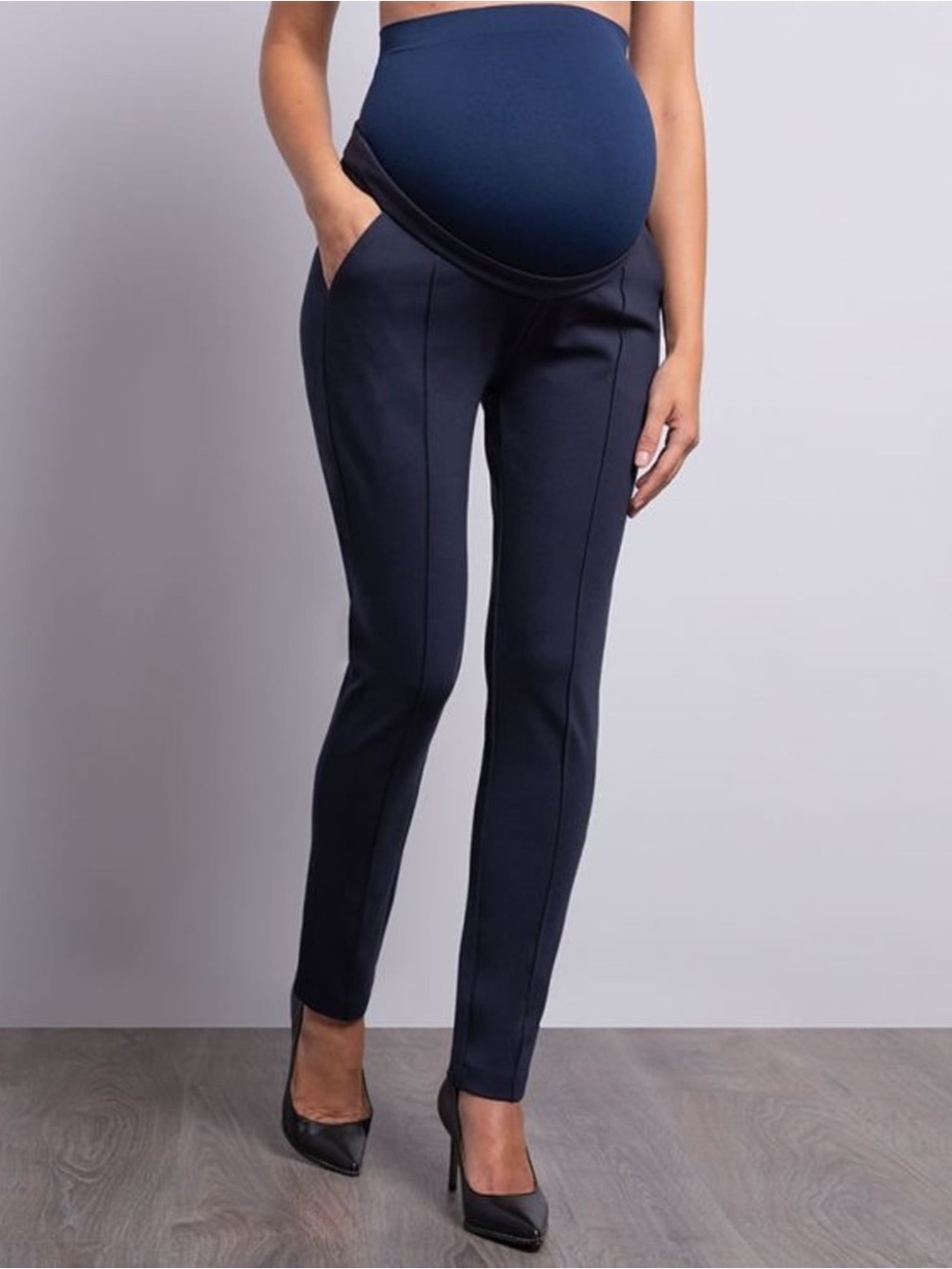 Seraphine Tailored Navy Maternity Skinny Ponte Pants 2 comfortable business